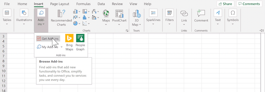 Excel's Insert ribbon