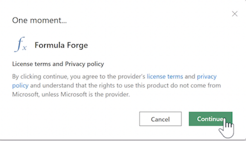 License terms for Formula Forge