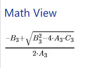 Math view of the quadratic formula