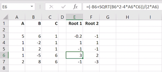 Formula in cell E6